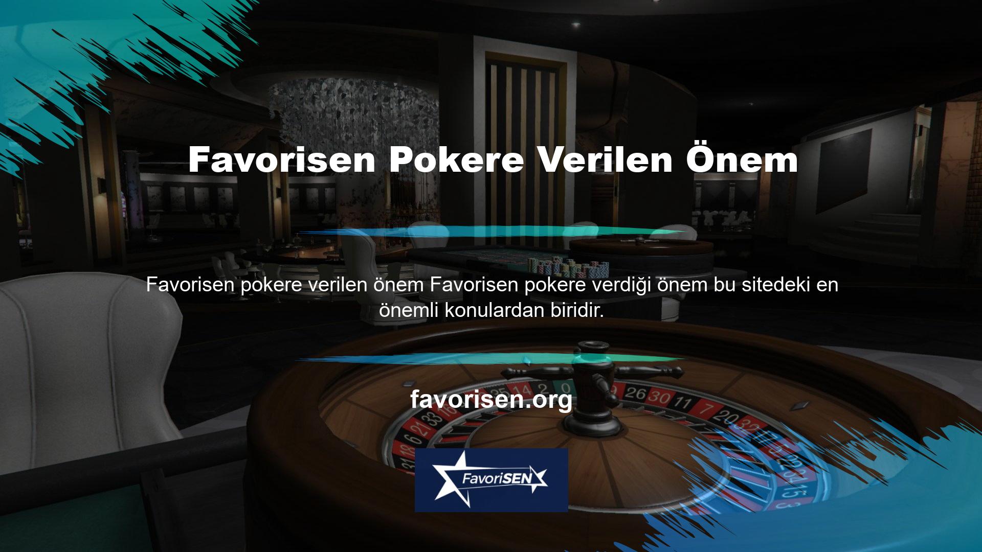Canlı Casino Oyunları seçeneğinde poker oyunları mevcuttur